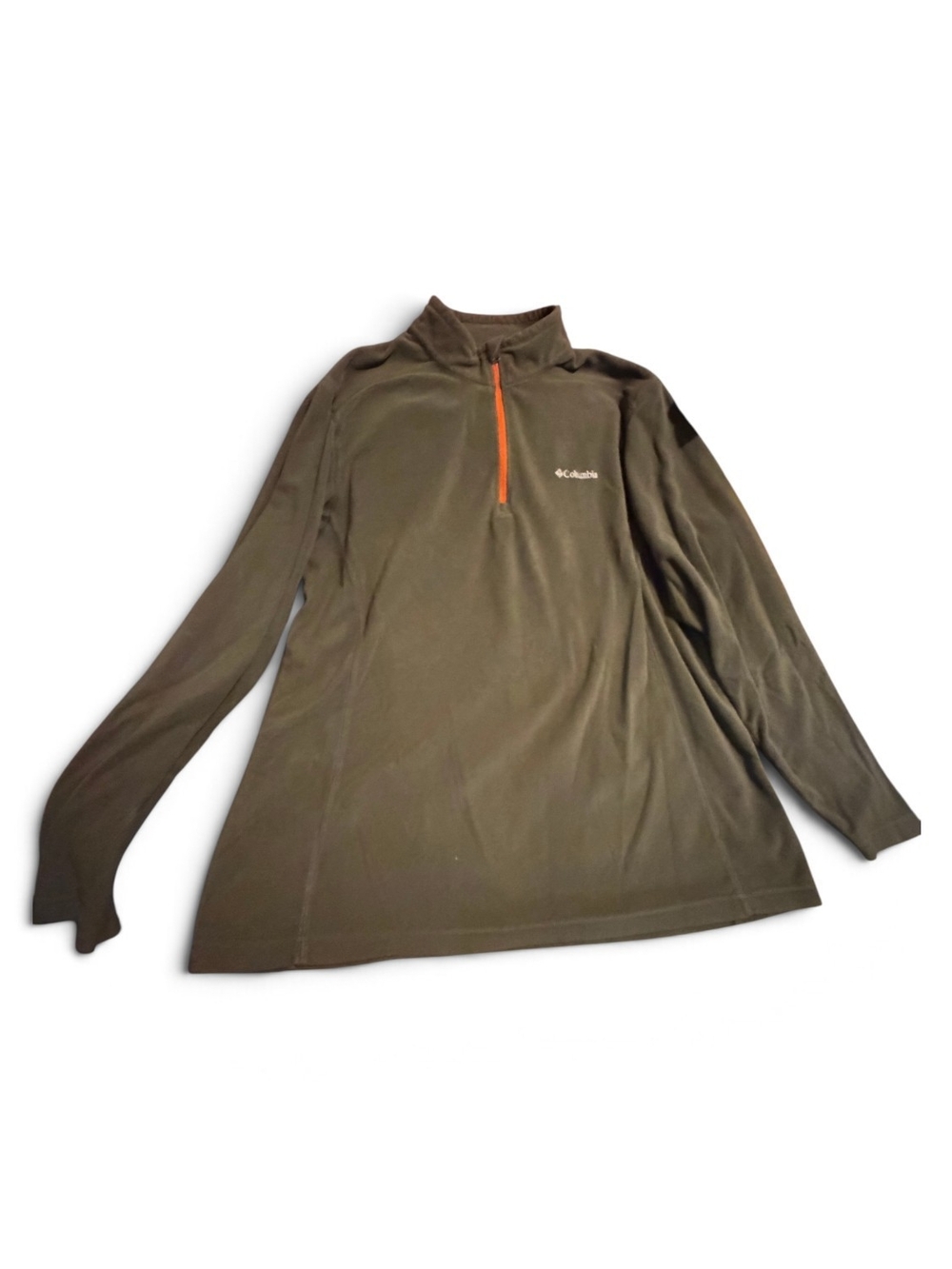 Columbia Men’s Olive Green Half-Zip Fleece with Orange Zip XL